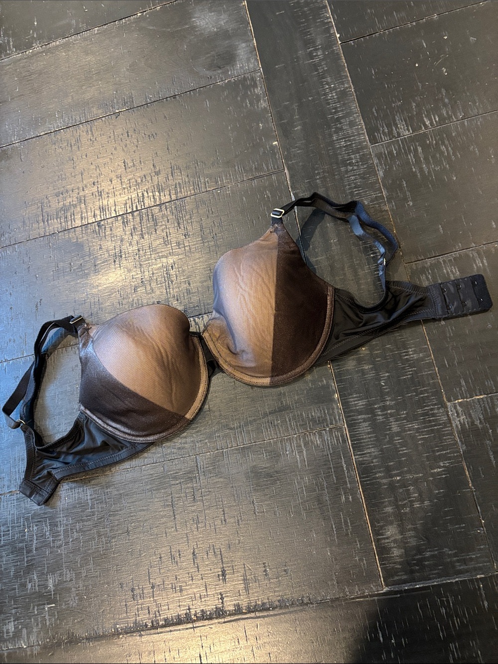 Natori Mesh Black and Brown Underwire T-Shirt Bra 30DD
